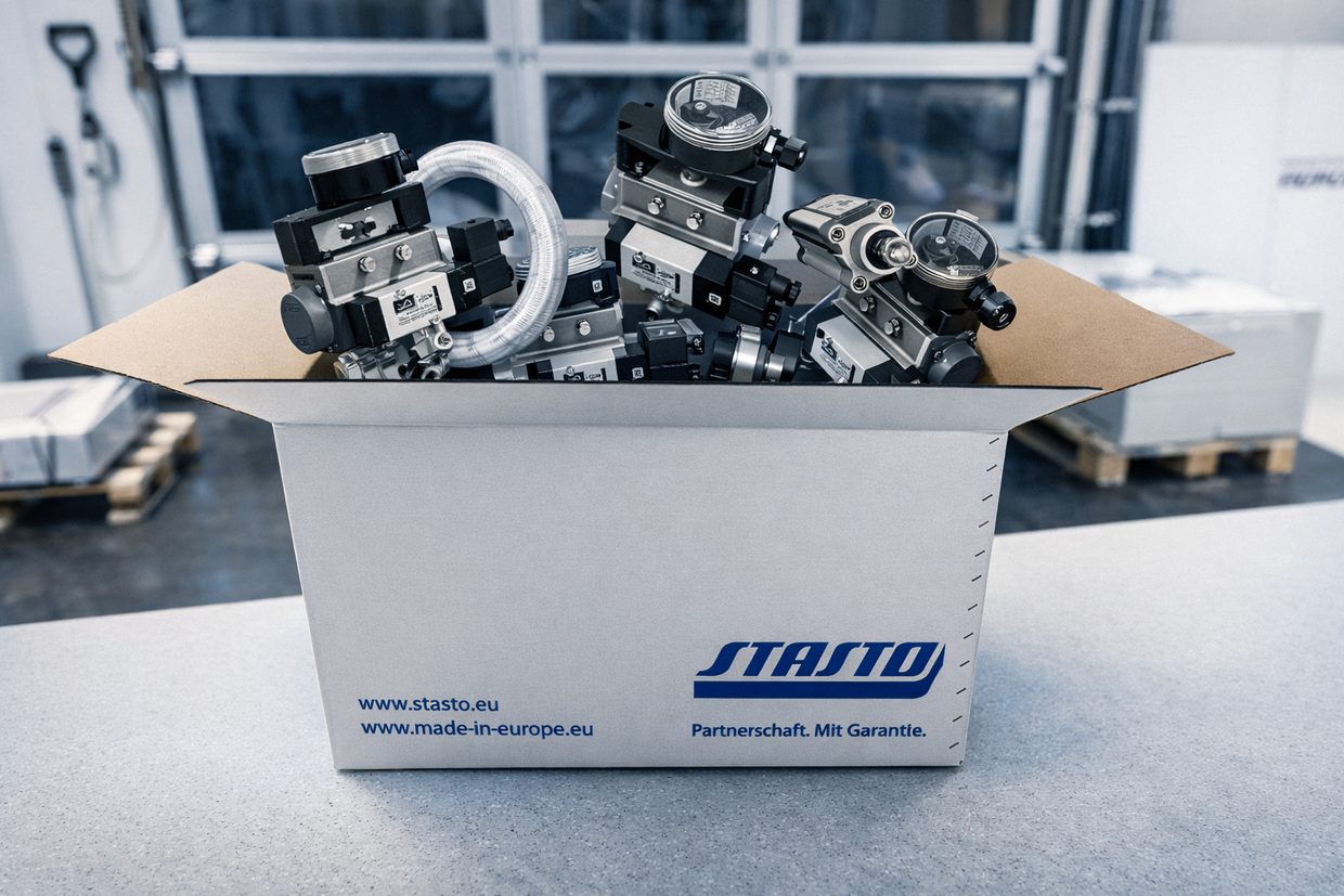An Automation Package made ready: actuators, valves and air service units for one machine, picked and ready to ship
