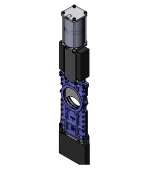 Knife gate valve with double acting actuator L1N2H2-5-100-B
