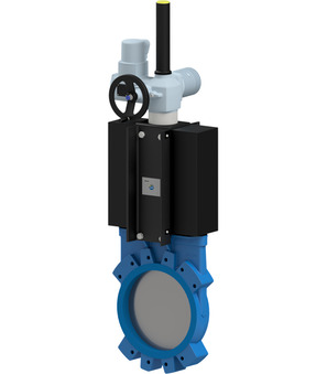 Knife gate valve with electric actuator AB1EM2H2-5-150-B